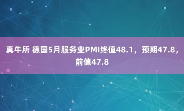 真牛所 德国5月服务业PMI终值48.1，预期47.8，前值47.8