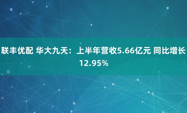 联丰优配 华大九天：上半年营收5.66亿元 同比增长12.95%